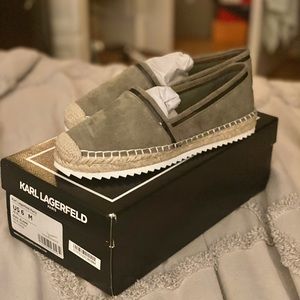 Karl Lagerfeld espadrille flats- Sage/suede